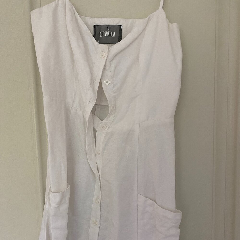 Reformation classic white linen mini dress